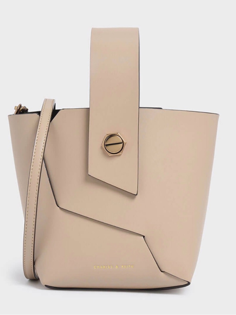CHARLES & KEITH Bucket Bag Sculpted Geometric